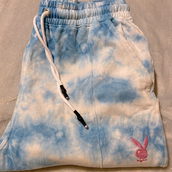 PlayboyXMissguided Blue Tie Dye Joggers - Picture 5 of 5